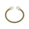 Brazalete rígido Perlas Tender. Blanco/Dorado