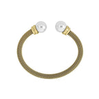 Brazalete rígido Perlas Tender. Blanco/Dorado
