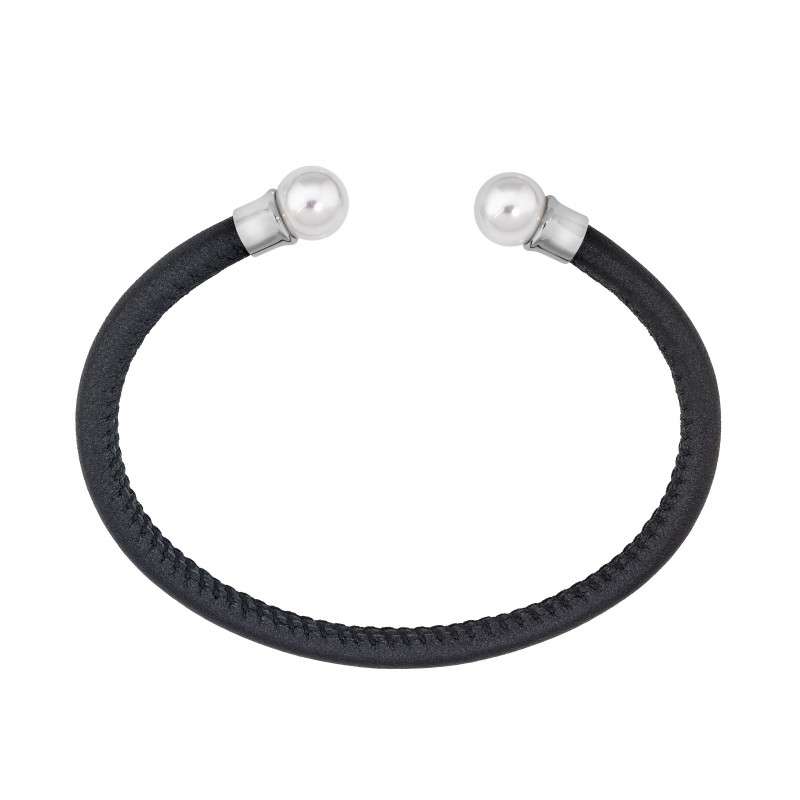 Brazalete Perlas Cuero Mallorca
