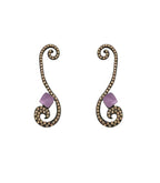 Pendientes largos Bohemme Color. Circonitas marrones