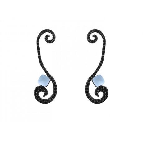 Pendientes largos Bohemme Color. Circonitas negras