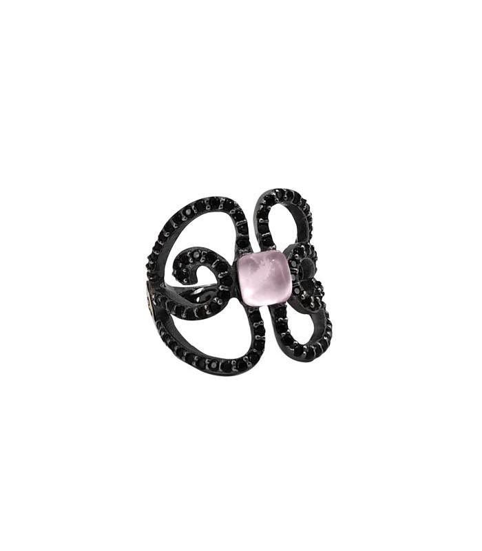 Anillo Bohemme Color . Circonitas negras Mariposa