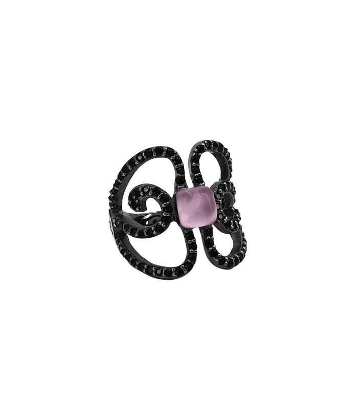 Anillo Bohemme Color . Circonitas negras Mariposa