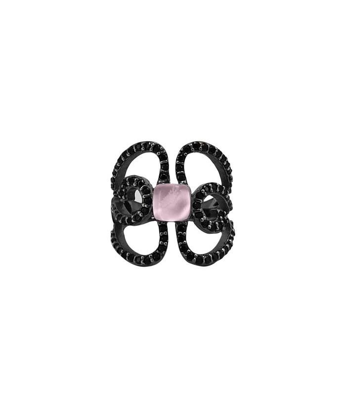 Anillo Bohemme Color . Circonitas negras Mariposa