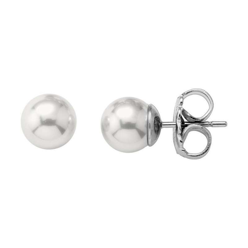 Pendientes Lyra Perla Blanca Rodio
