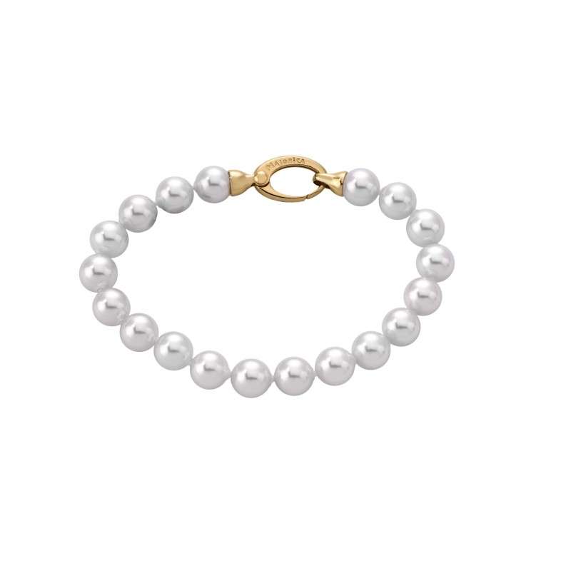 Pulsera Perlas Lyra. 8mm Dorado