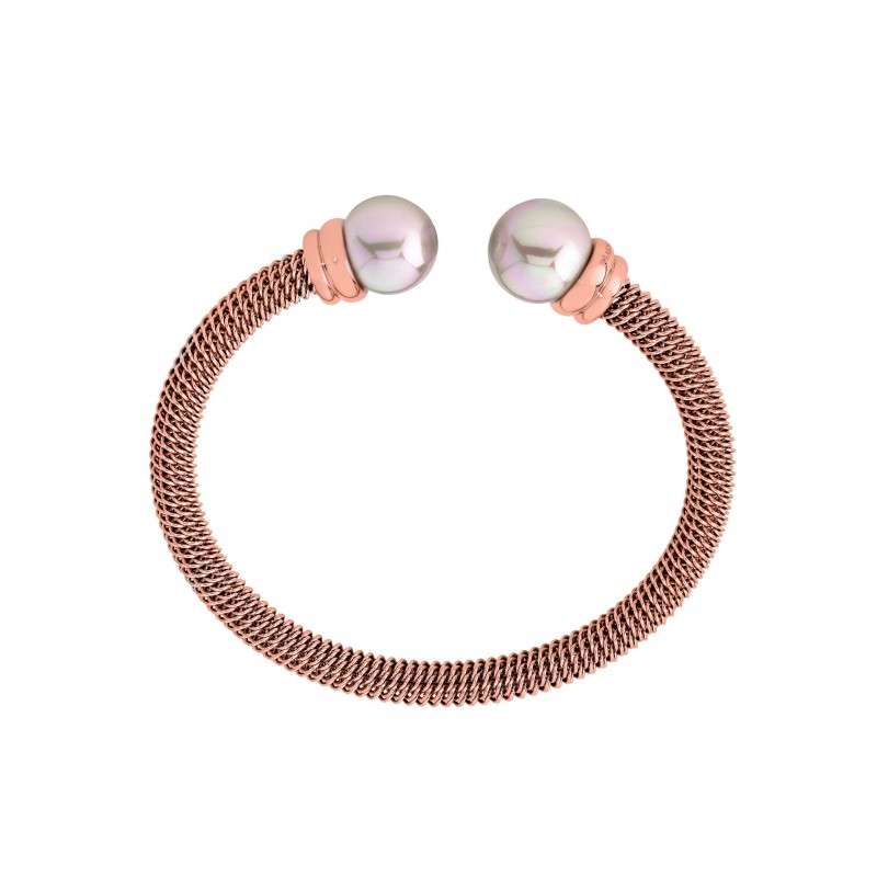 Brazalete rígido Perlas Tender. Rosa